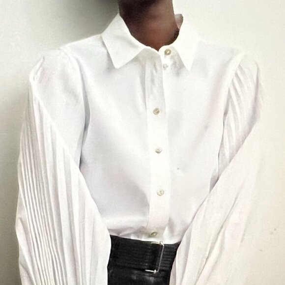 Rebecca Taylor Slub Button Down Blouse in White Size L - Picture 1 of 12